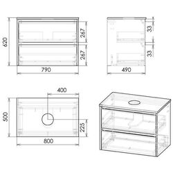 Set dulap cu lavoar Imprese Netka f3211W (White) Thumb