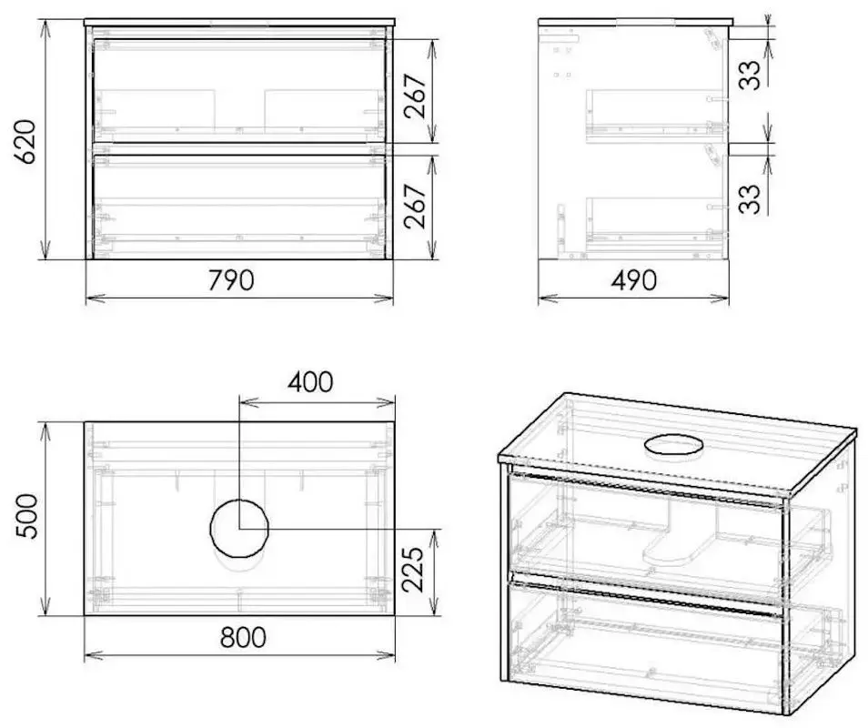 Set dulap cu lavoar Imprese Netka f3211W (White) - 4