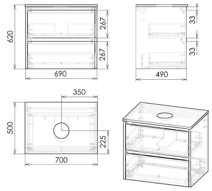 Набор тумбы с раковиной Imprese Netka f3271W (White) - 4