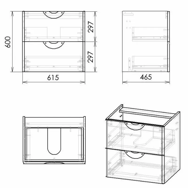 Set dulap cu lavoar Imprese Nova Vlna M f32003B (Black) - 3
