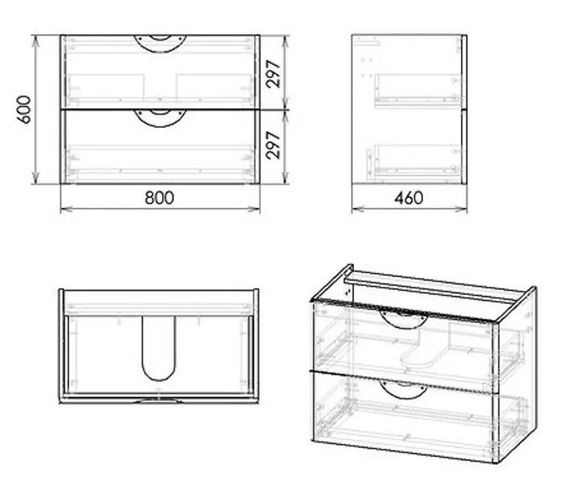 Set dulap cu lavoar Imprese Nova Vlna M f32103B (Black) - 3