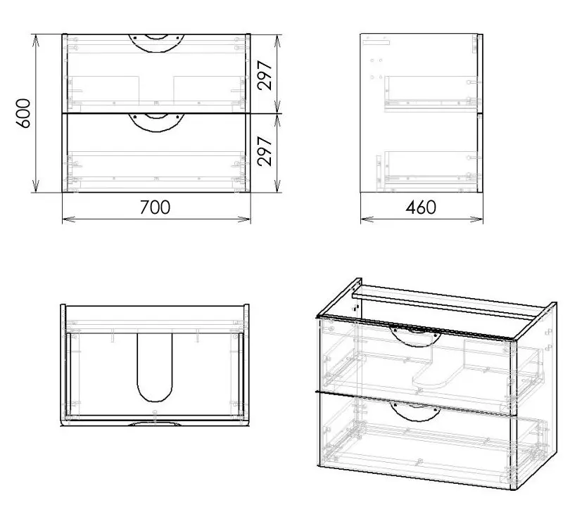 Set dulap cu lavoar Imprese Nova Vlna M f32703B (Black) - 3