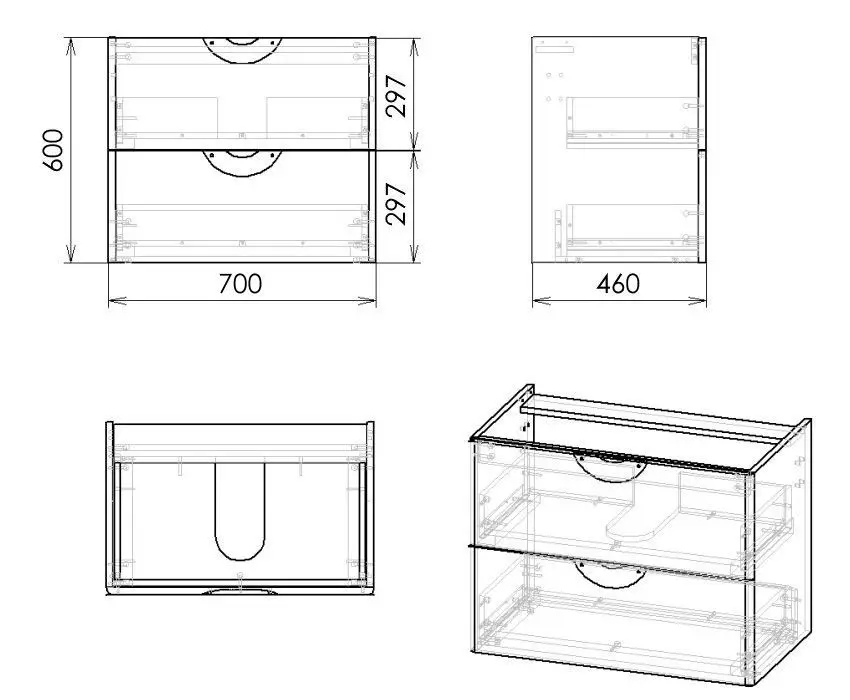 Set dulap cu lavoar Imprese Nova Vlna M f32703W (White) - 3