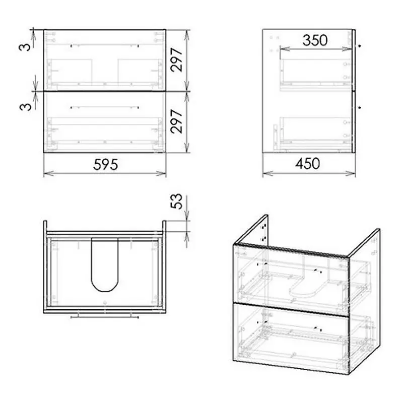 Набор тумбы с раковиной Imprese Valtice f3202G (Graphite) - 3