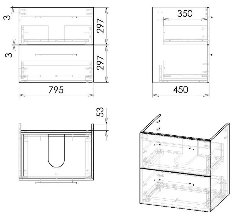 Set dulap cu lavoar Imprese Valtice f3212G (Grey) - 4