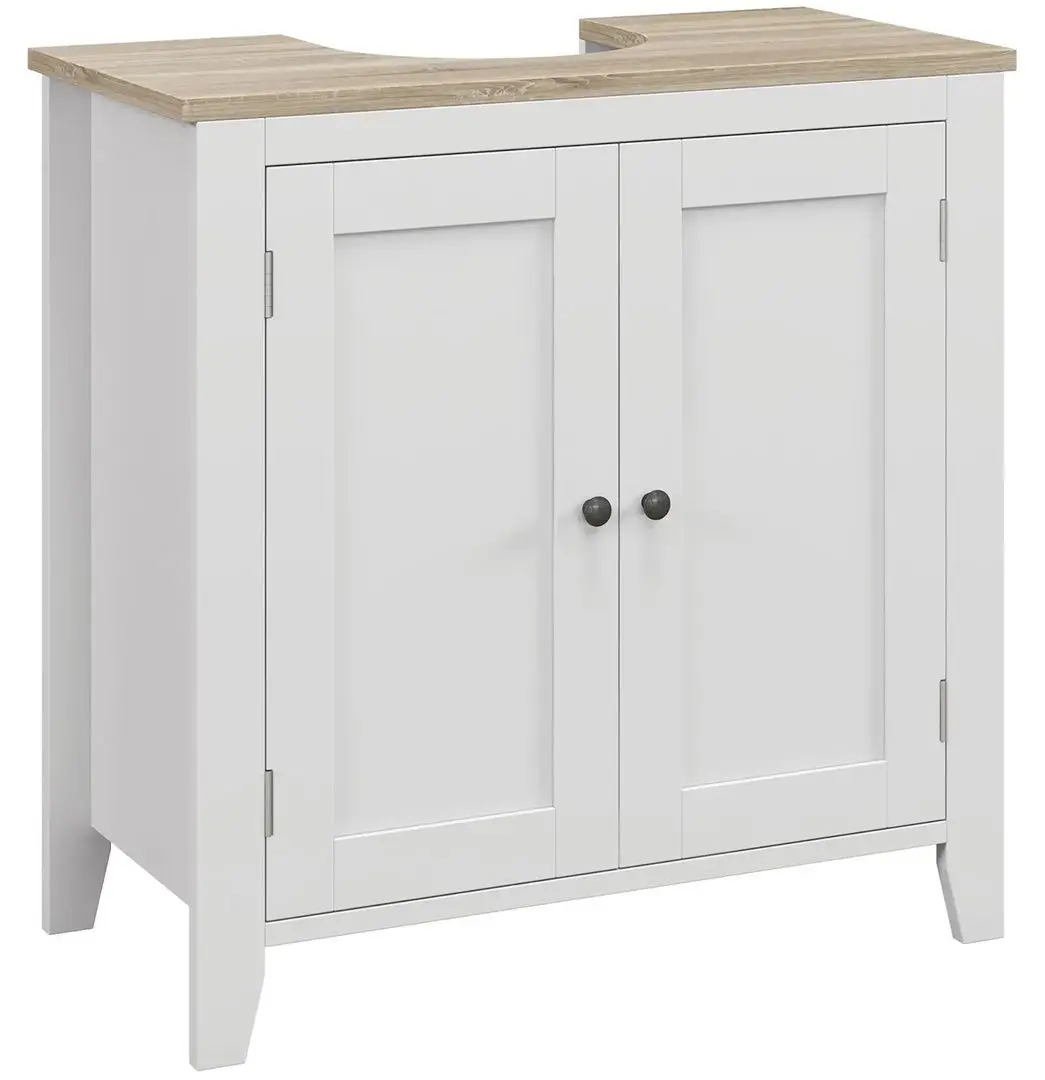 Шкаф под умывальник Kleankin 834-306 (White/Natural Wood) - 2