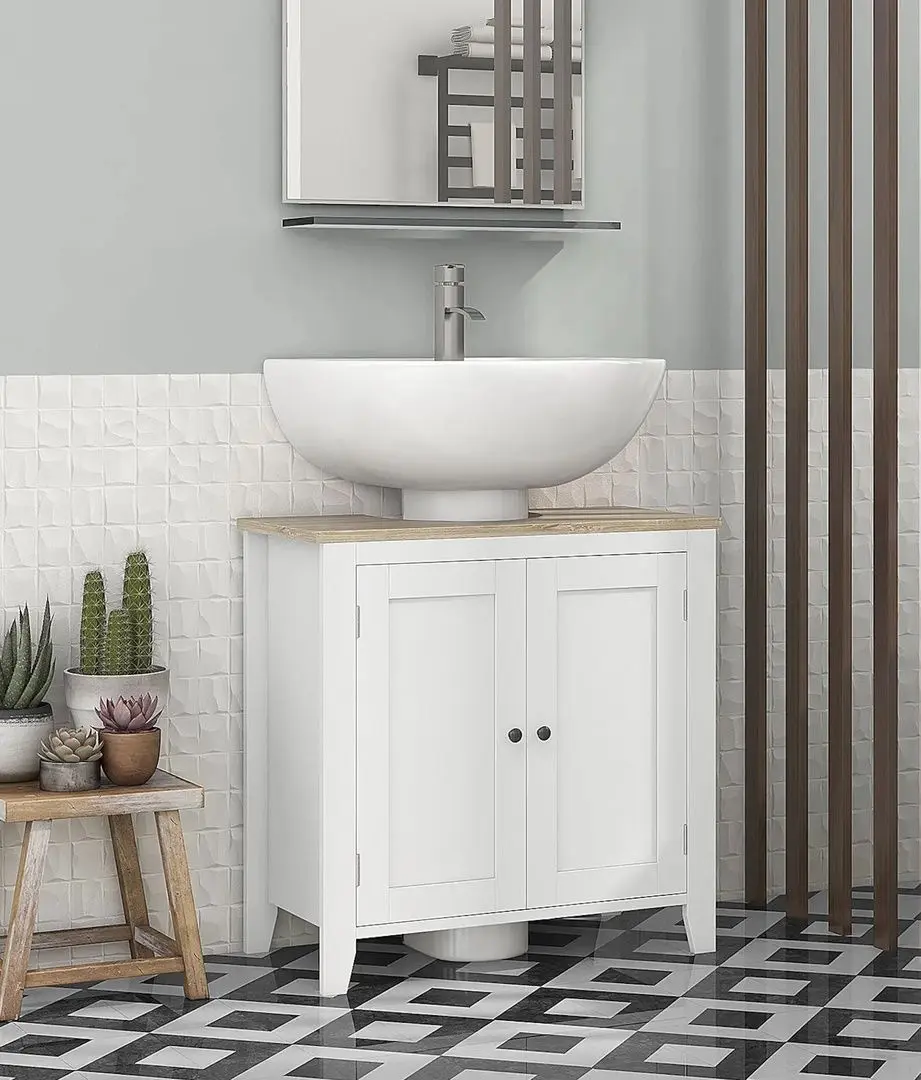 Шкаф под умывальник Kleankin 834-306 (White/Natural Wood)