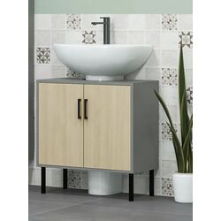 Dulap sub lavoar Kleankin 834-583V00GY (Grey/Natural Wood)