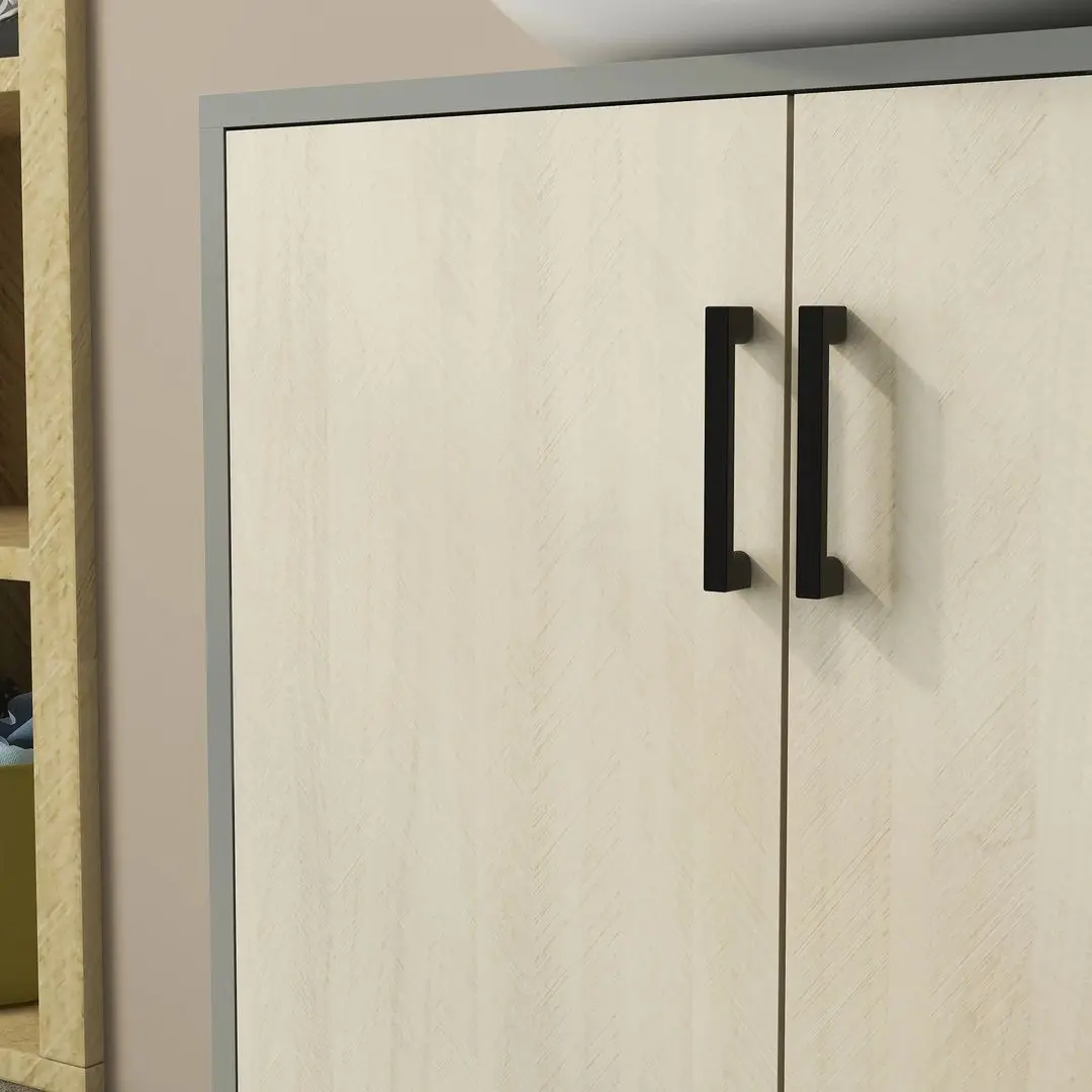 Шкаф под умывальник Kleankin 834-583V00GY (Grey/Natural Wood)