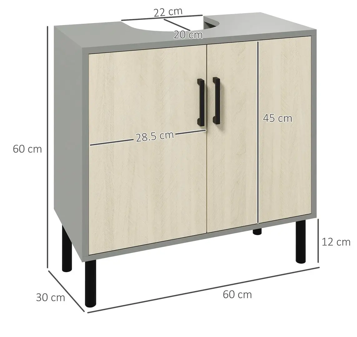 Шкаф под умывальник Kleankin 834-583V00GY (Grey/Natural Wood)