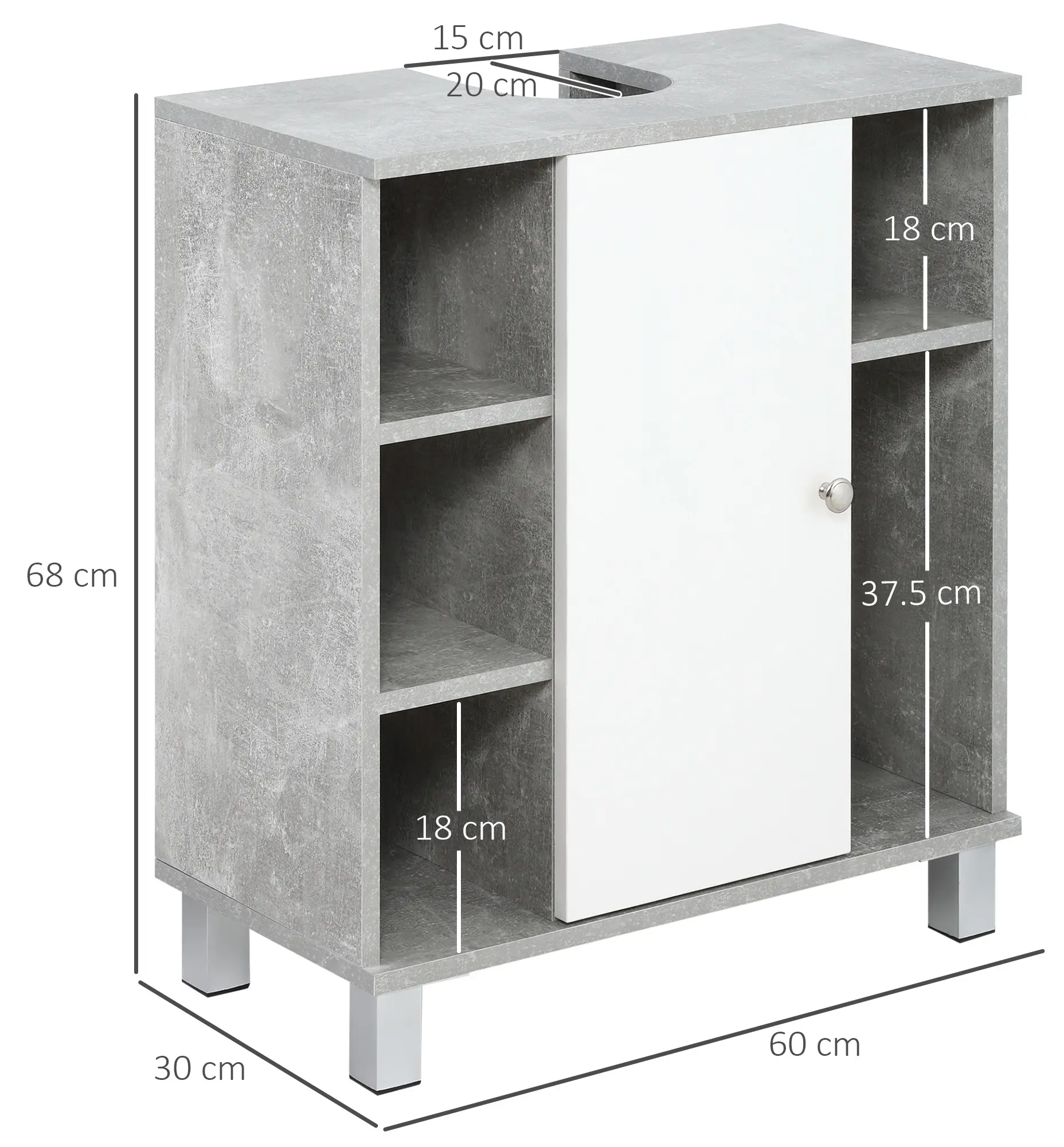 Tumba sub lavoar Kleankin 834-382GY (Grey/White) - 3