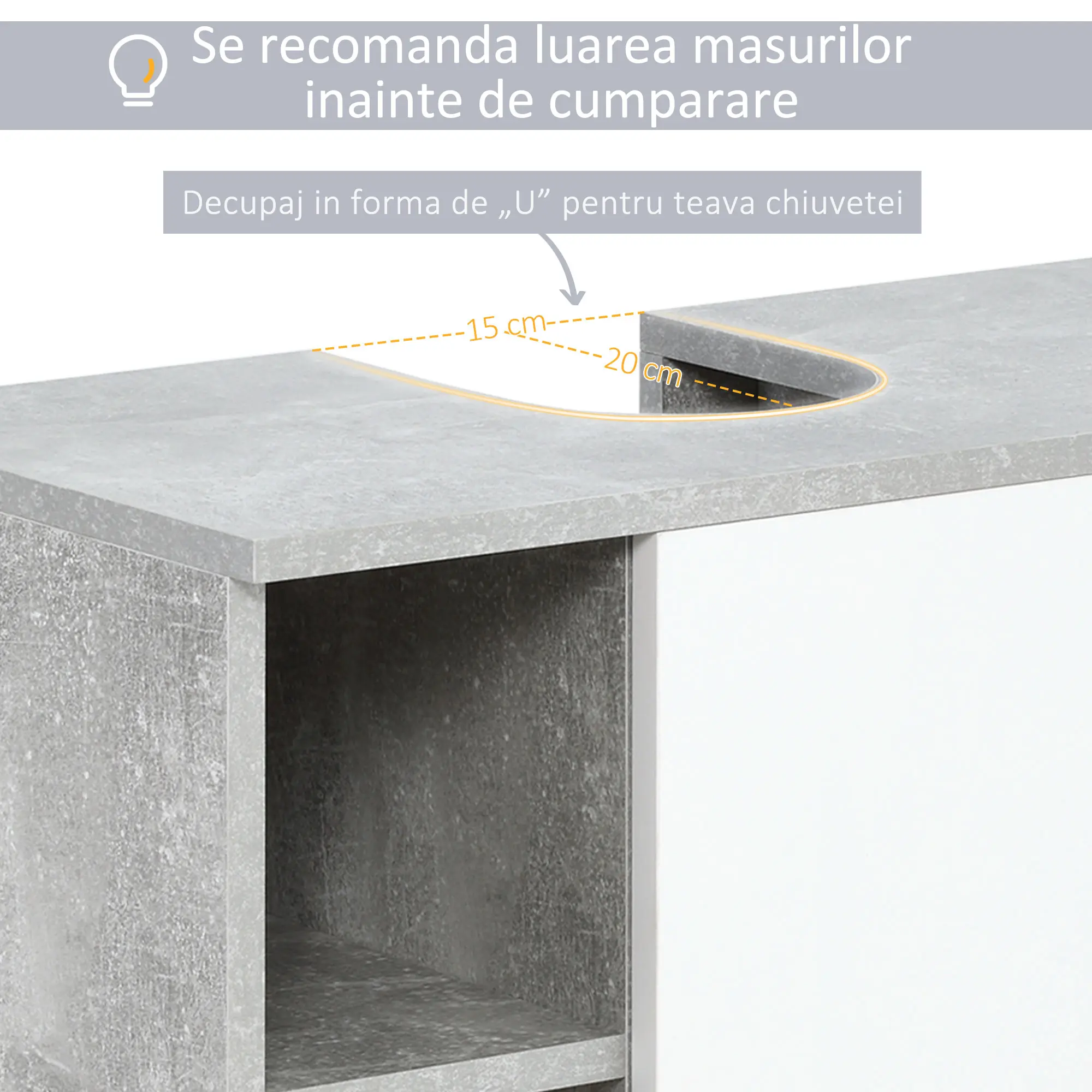 Tumba sub lavoar Kleankin 834-382GY (Grey/White) - 7