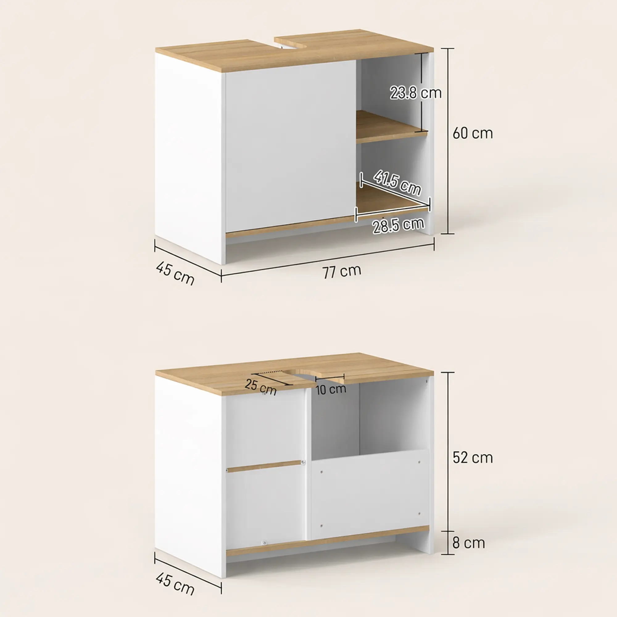 Tumba sub lavoar Kleankin 834-443V01 (White/Natural) - 6