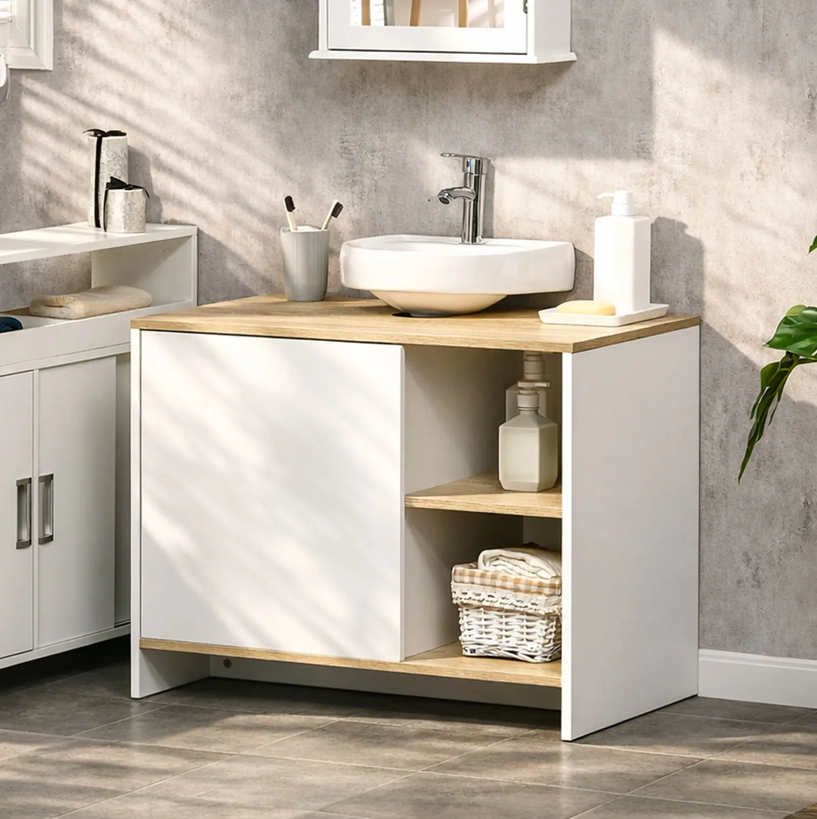 Tumba sub lavoar Kleankin 834-443V01 (White/Natural) - 7