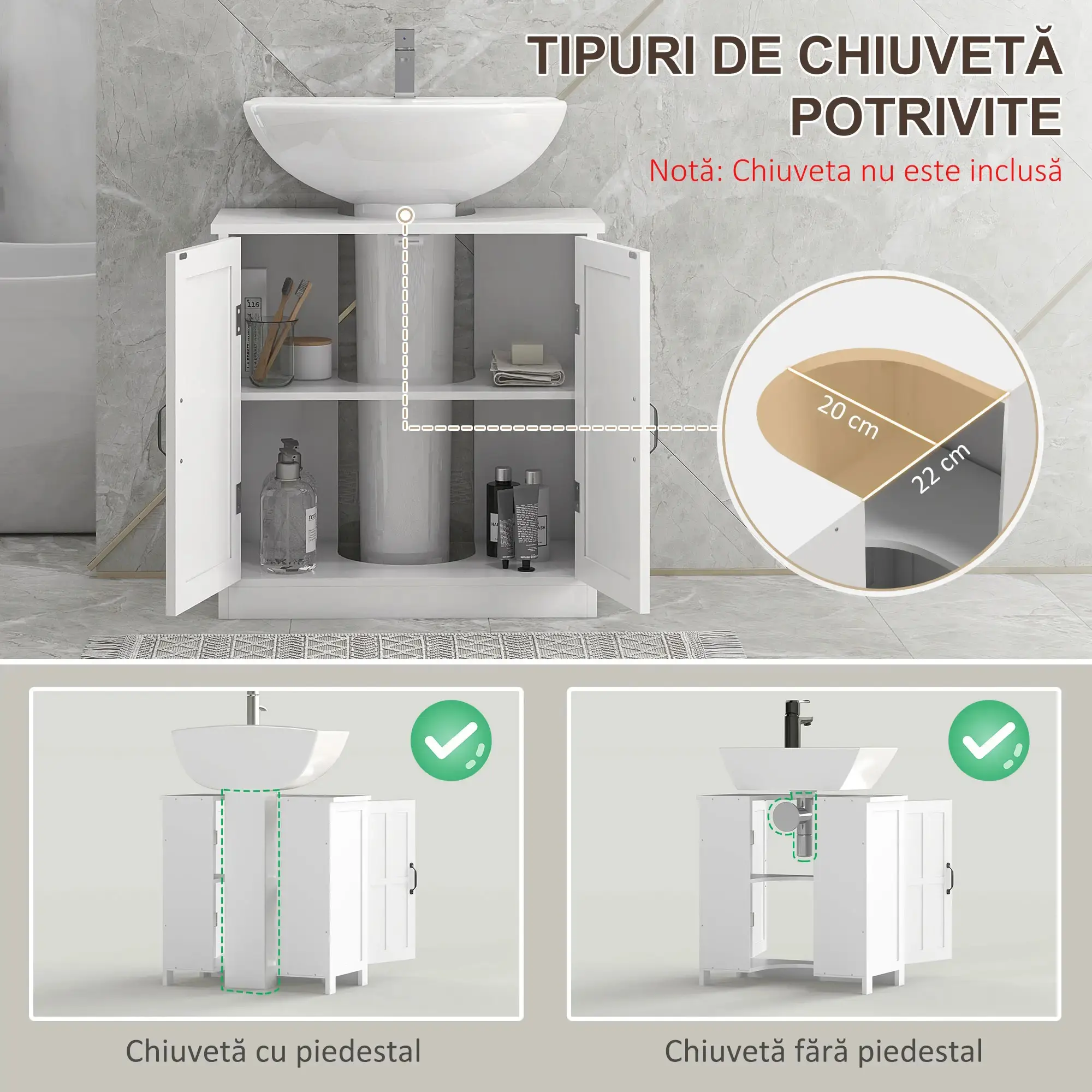 Tumba sub lavoar Kleankin 834-574V80WT (White) - 6