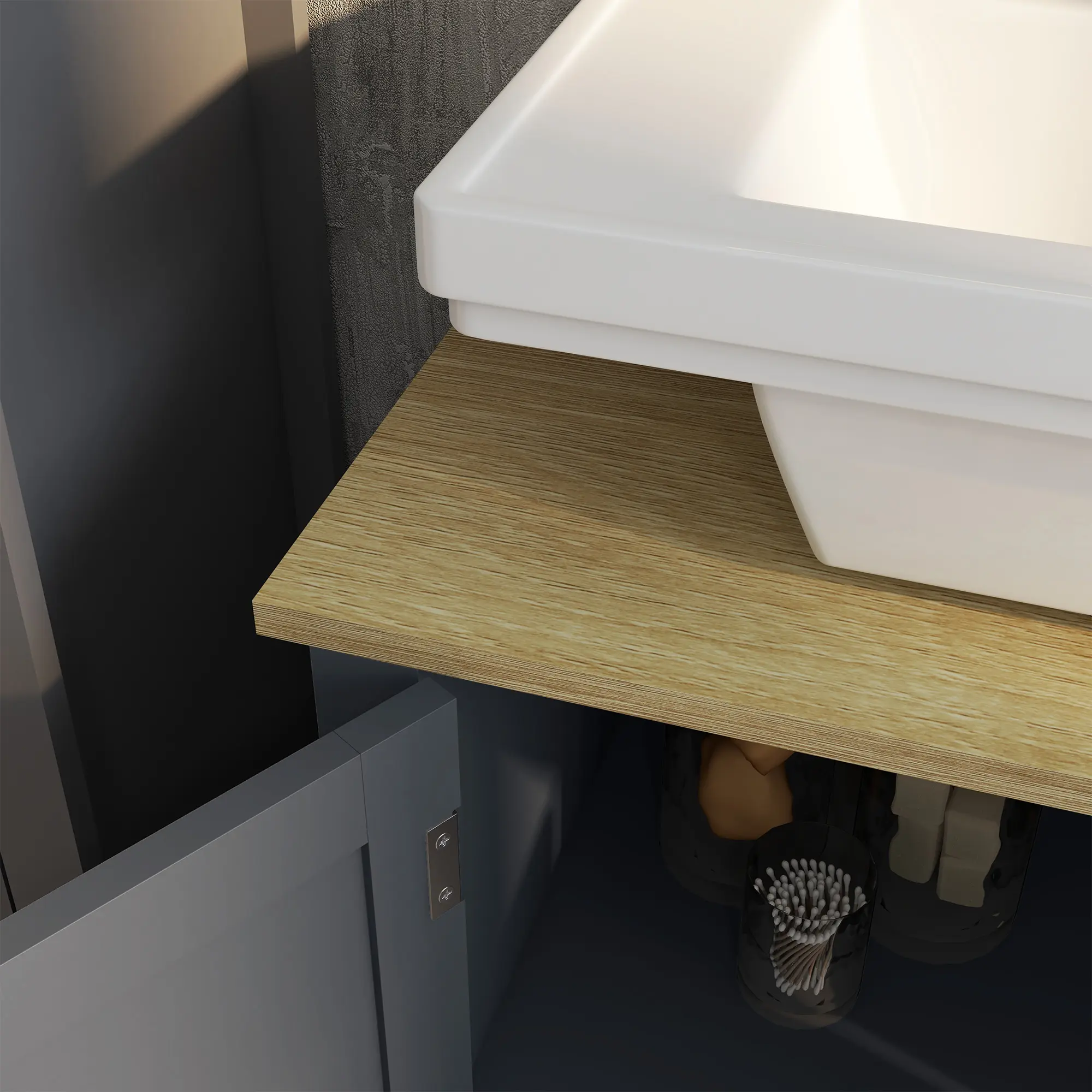 Tumba sub lavoar Kleankin 834-575V00GY (Grey/Natural) - 3