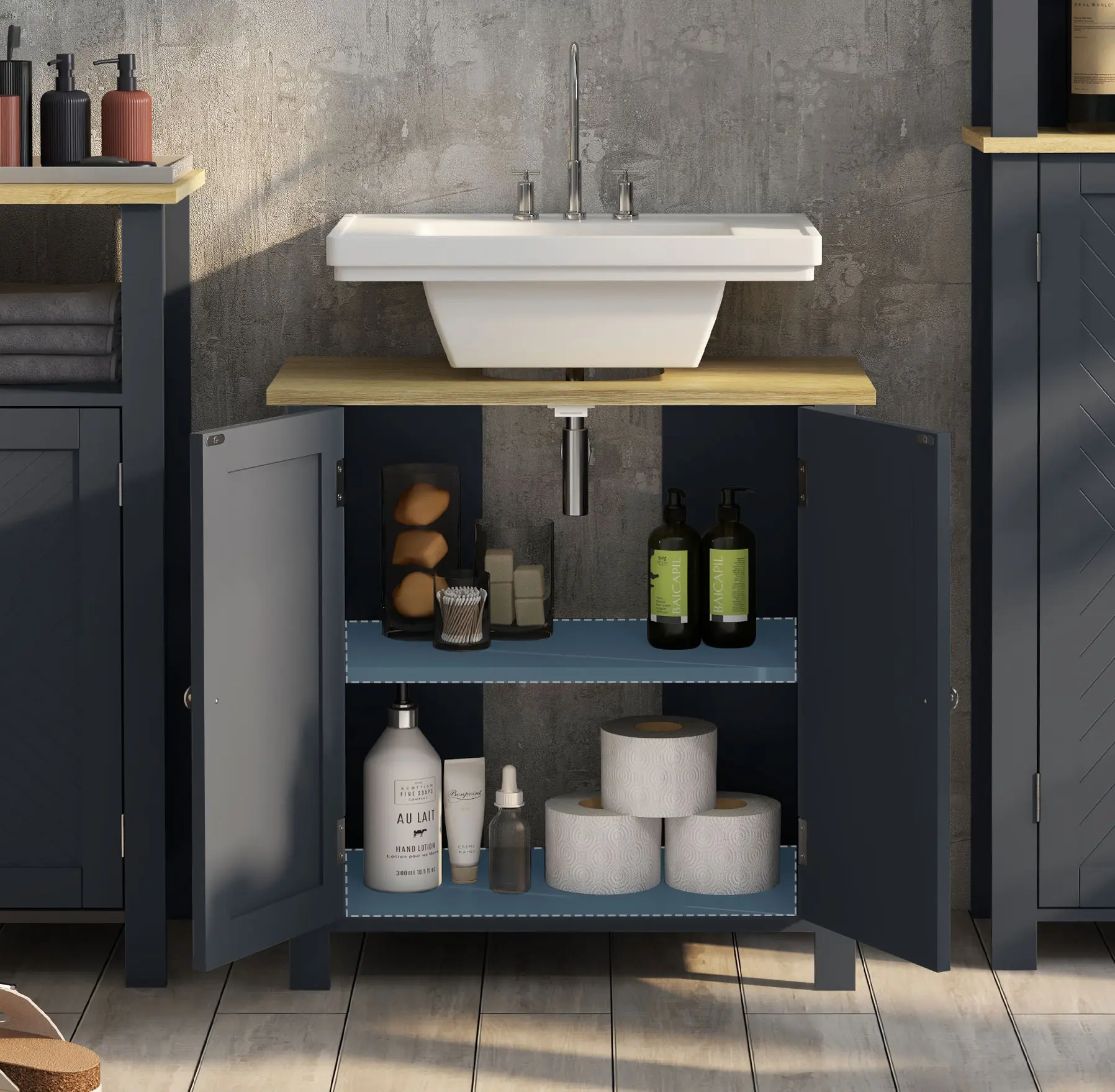 Tumba sub lavoar Kleankin 834-575V00GY (Grey/Natural) - 7