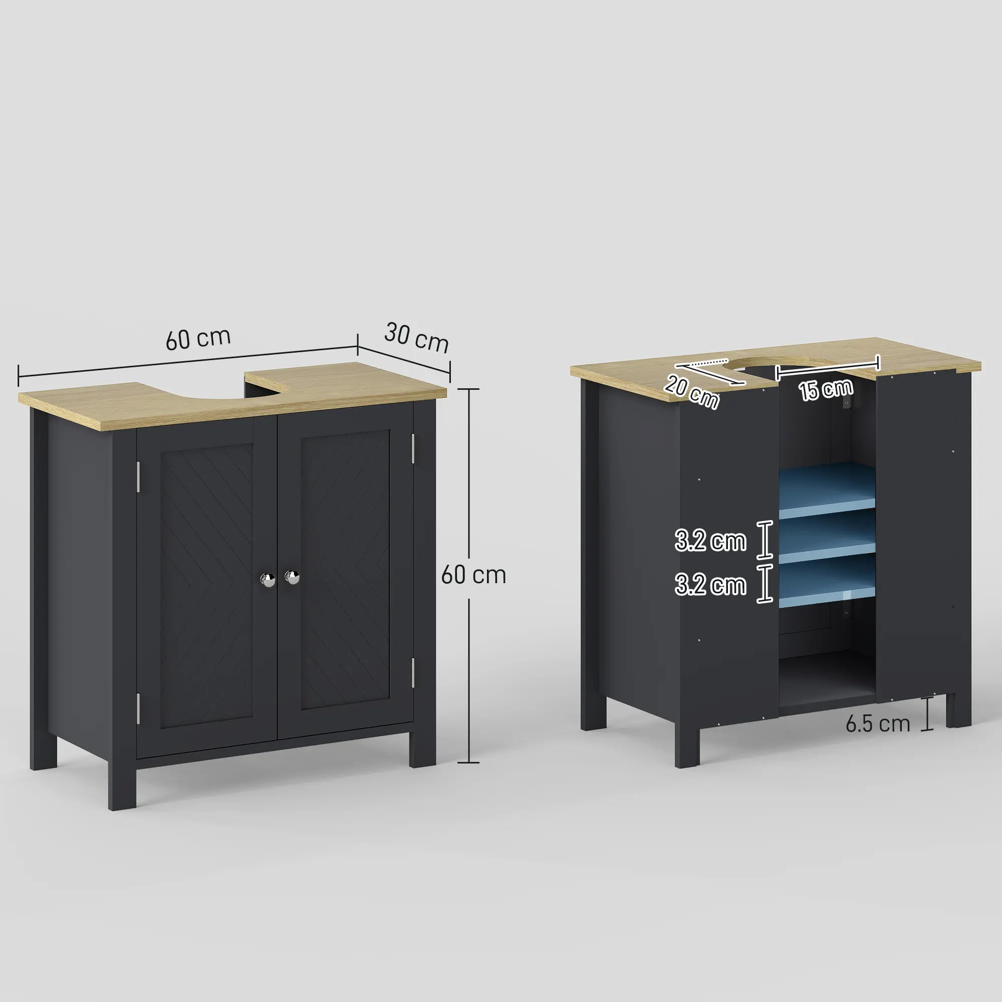 Tumba sub lavoar Kleankin 834-575V00GY (Grey/Natural) - 9