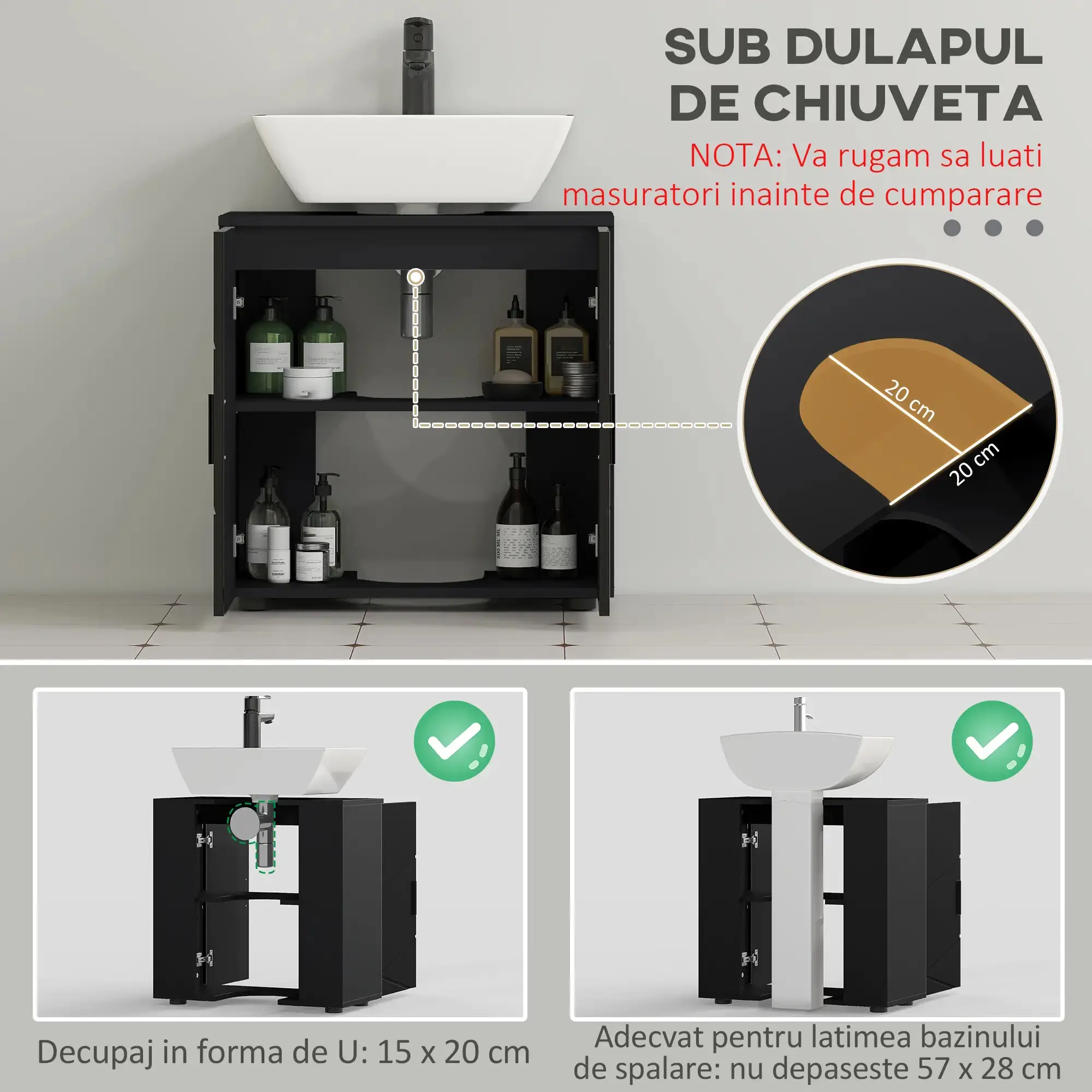 Tumba sub lavoar Kleankin 834-619V81BK (Black) - 4