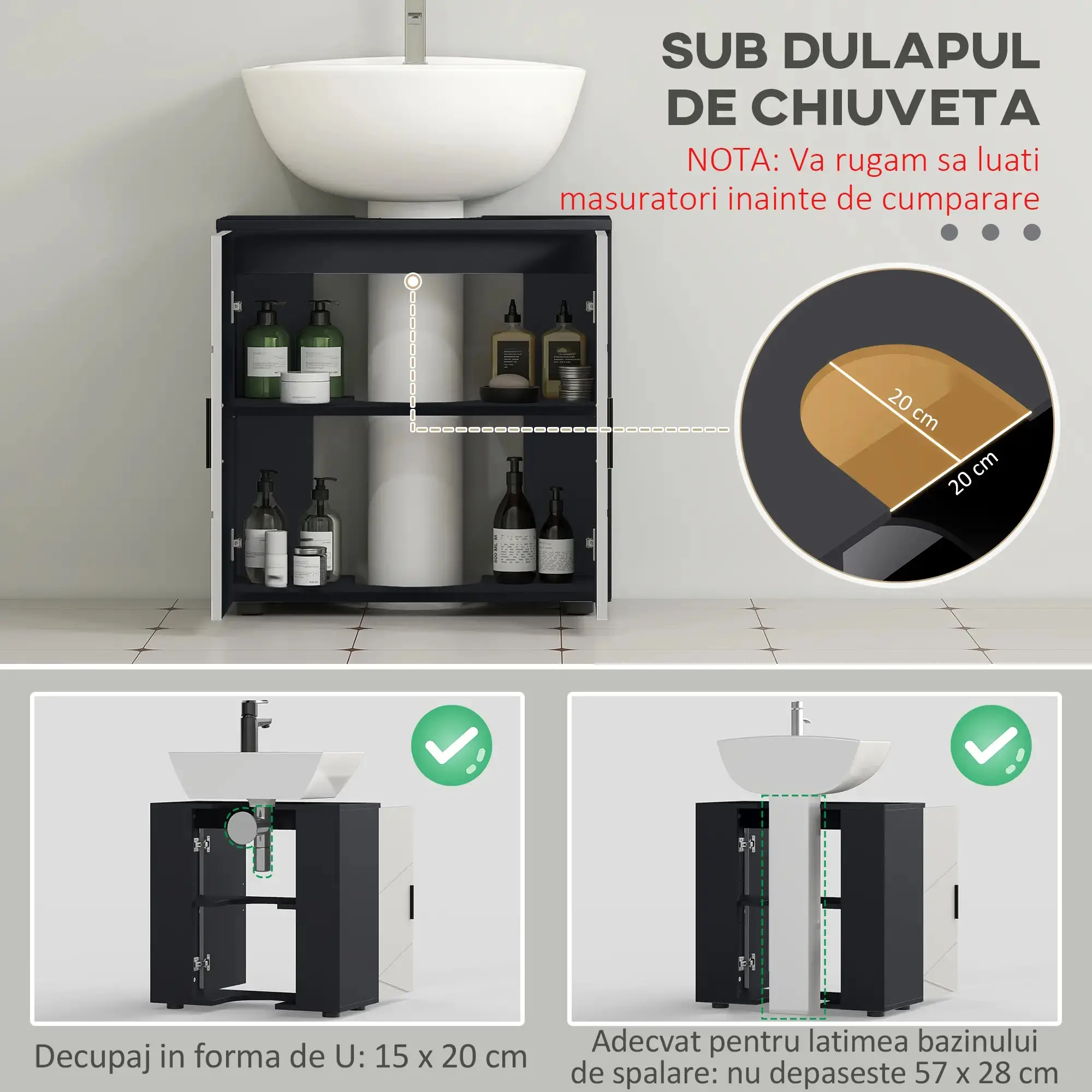 Tumba sub lavoar Kleankin 834-619V81LG (Grey) - 4