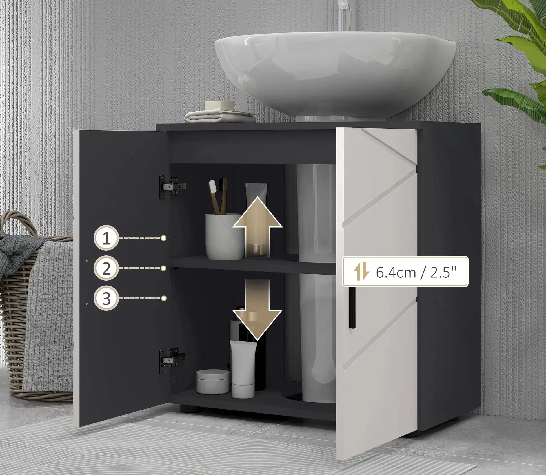 Tumba sub lavoar Kleankin 834-619V81LG (Grey) - 5