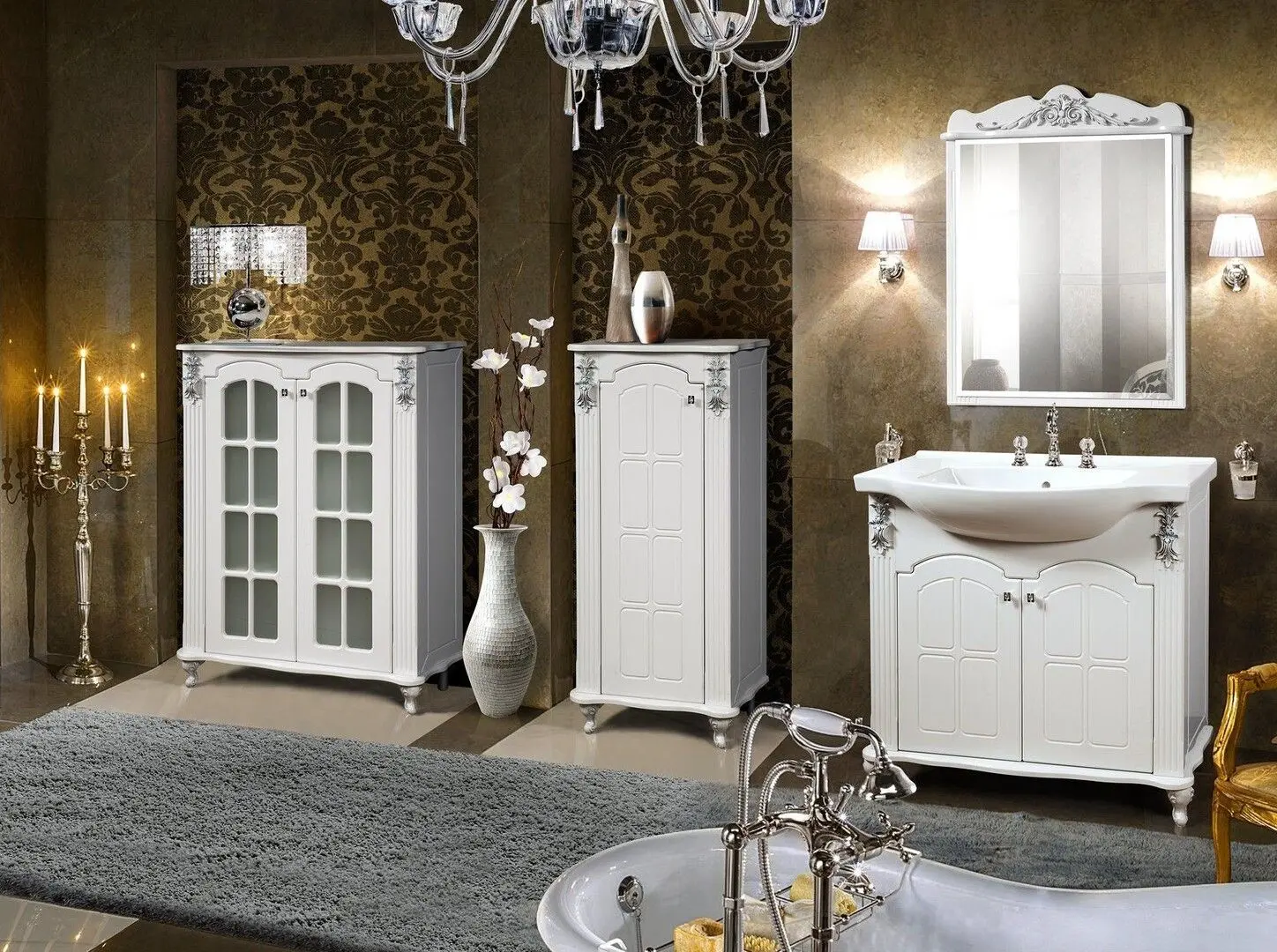 Set dulap cu lavoar Marcel Prod 0454.5.2 Versailles 650 (White/Silver) - 2