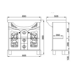 Набор тумбы с раковиной Marcel Prod 0458.2 Pearl 850 (White/Golden) Thumb