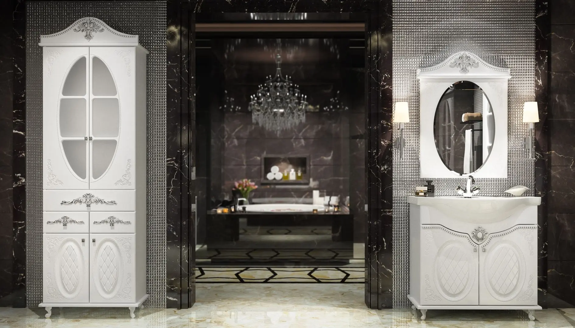 Набор тумбы с раковиной Marcel Prod 0541.17 Josefina 850 (White/Golden) - 3