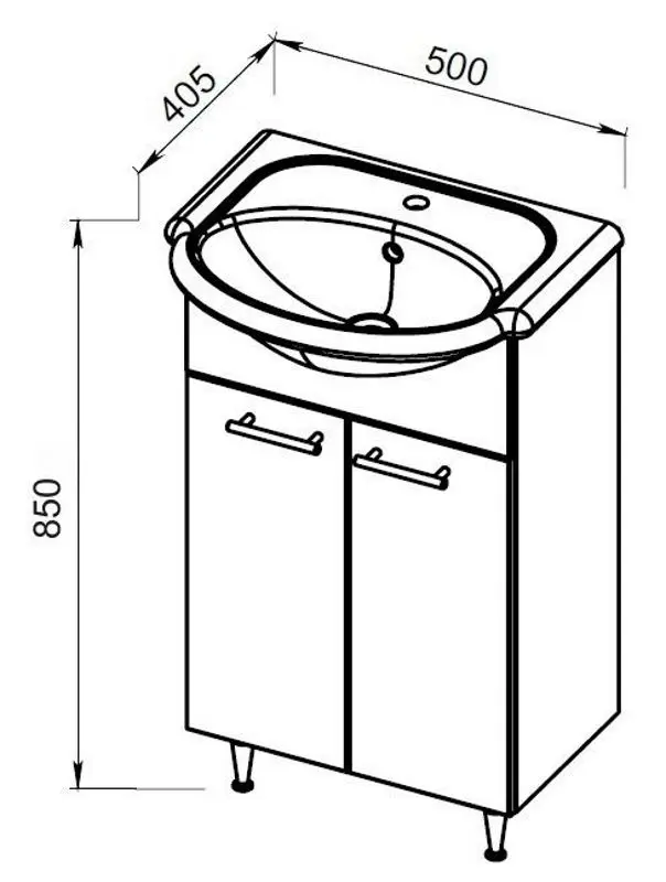 Set dulap cu lavoar Marcel Prod 13.21 ECO+ 50 (White) - 3