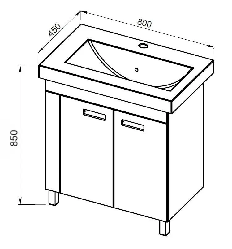 Set dulap cu lavoar Marcel Prod 62.03 Loft 80 (White/Gray) - 5