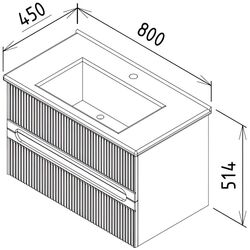 Set dulap cu lavoar Martat Duo 80 (Oak) Thumb