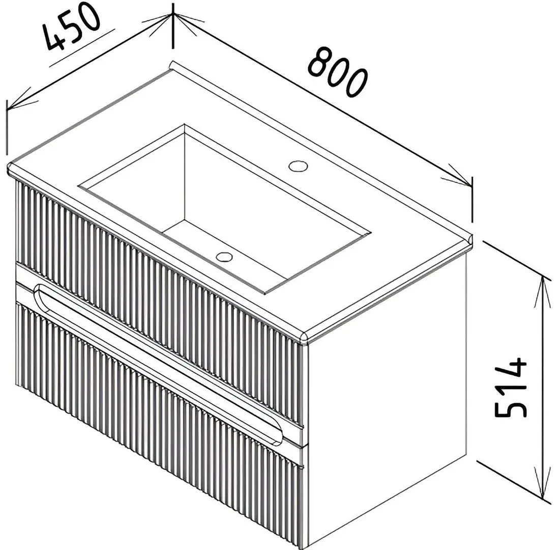 Set dulap cu lavoar Martat Duo 80 (Oak)