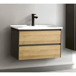 Набор тумбы с раковиной Martat Rino 80 (Oak/Anthracite) Thumb