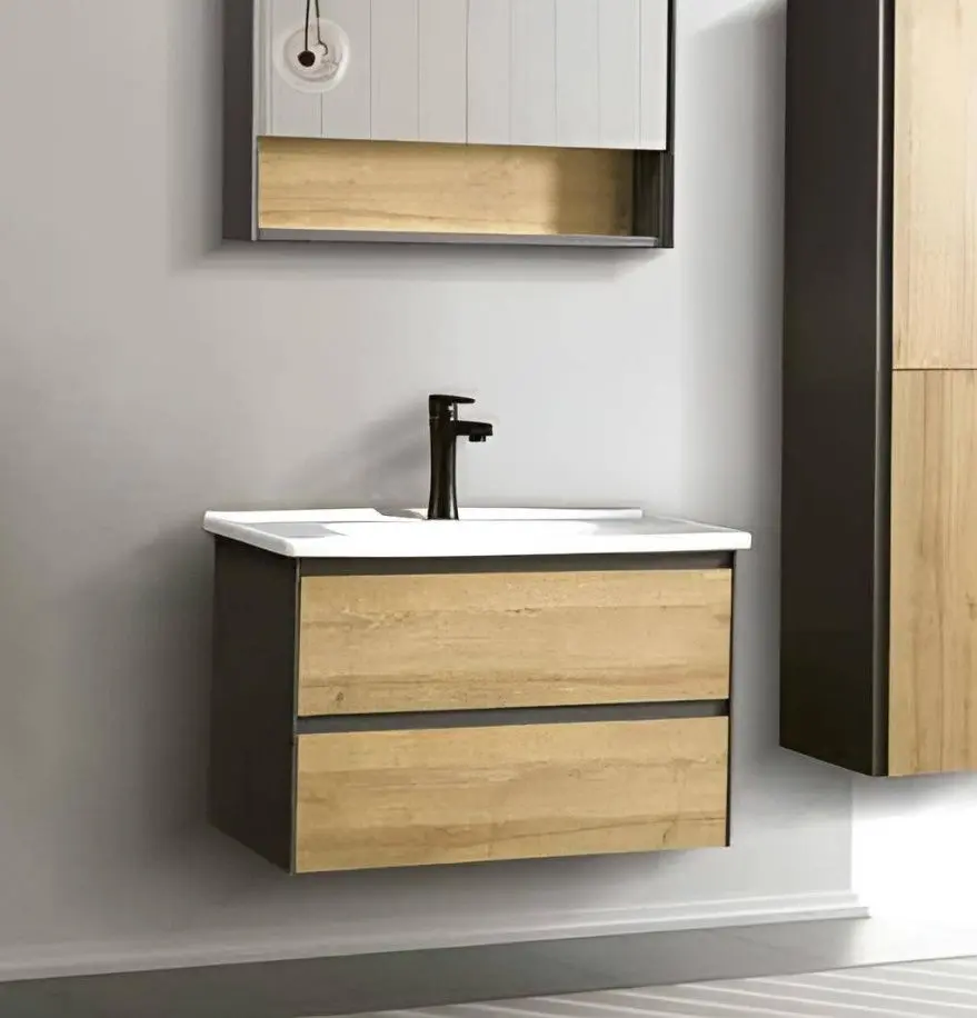 Набор тумбы с раковиной Martat Rino 80 (Oak/Anthracite)