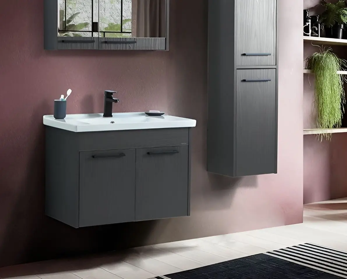 Set dulap cu lavoar Martat Sofia 65 (Dark Grey)