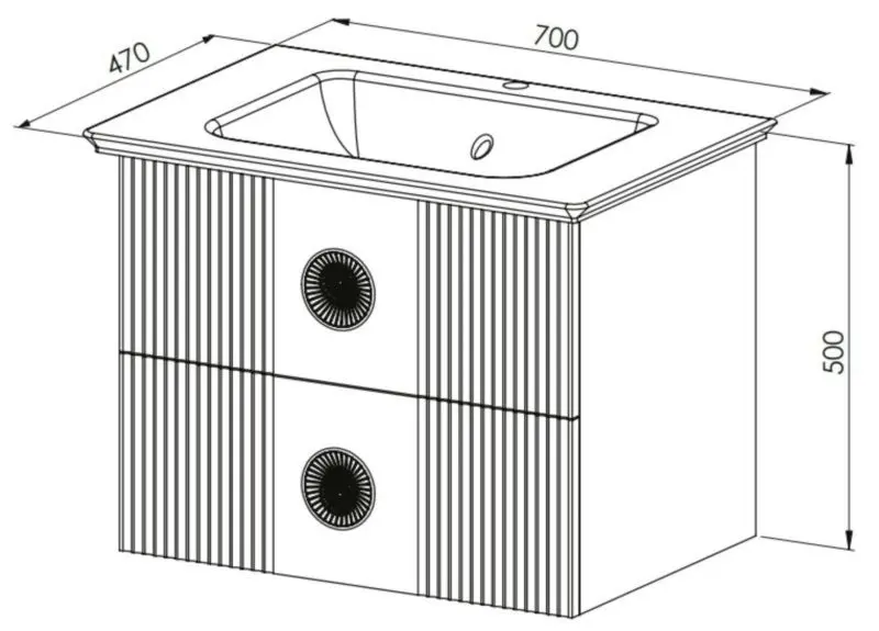 Набор тумбы с раковиной Martat Vanity 70 (White)