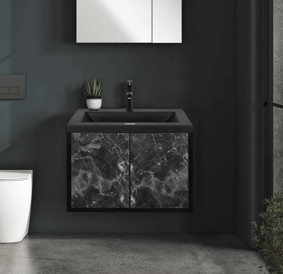 Набор тумбы с раковиной Montebella 10.02 Nero 600x460 (Pantera)