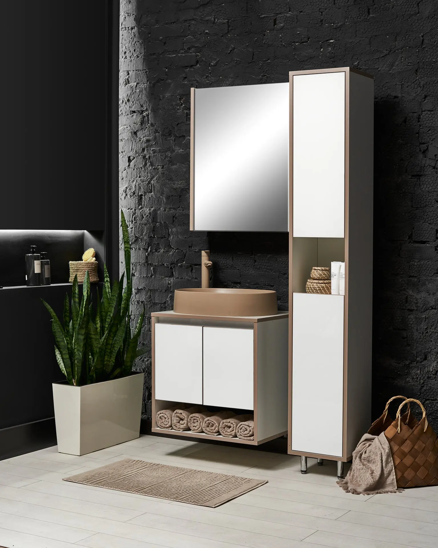 Набор тумбы с раковиной Montebella 11.01 Terra + Naomi 455х455 (Jaguar)