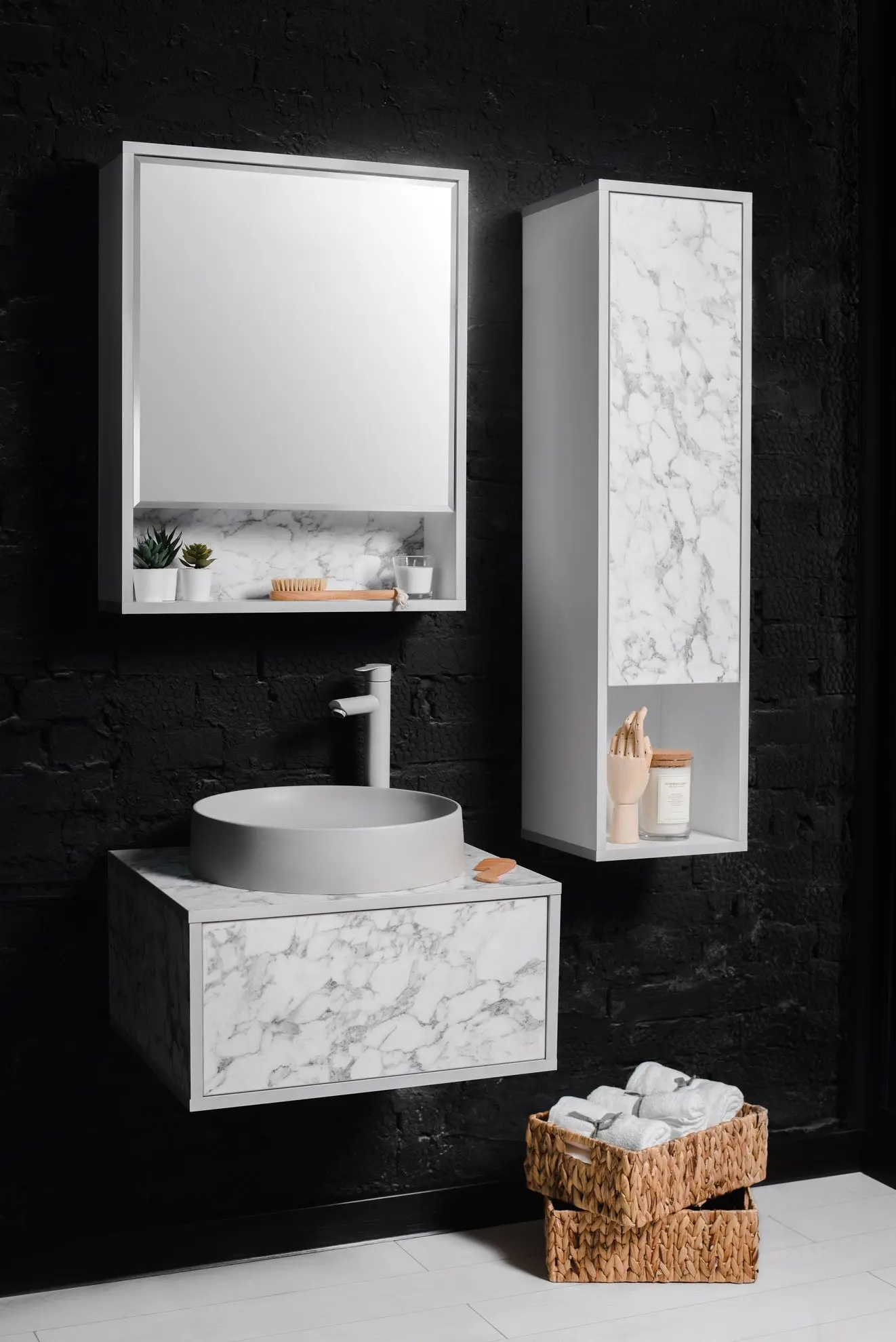 Set dulap cu lavoar Montebella 50.01 Bianco + Naomi 550x425 (Koala)