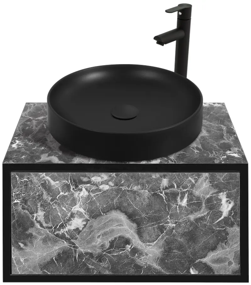 Set dulap cu lavoar Montebella 50.01 Nero + Naomi 455x455 (Pantera)