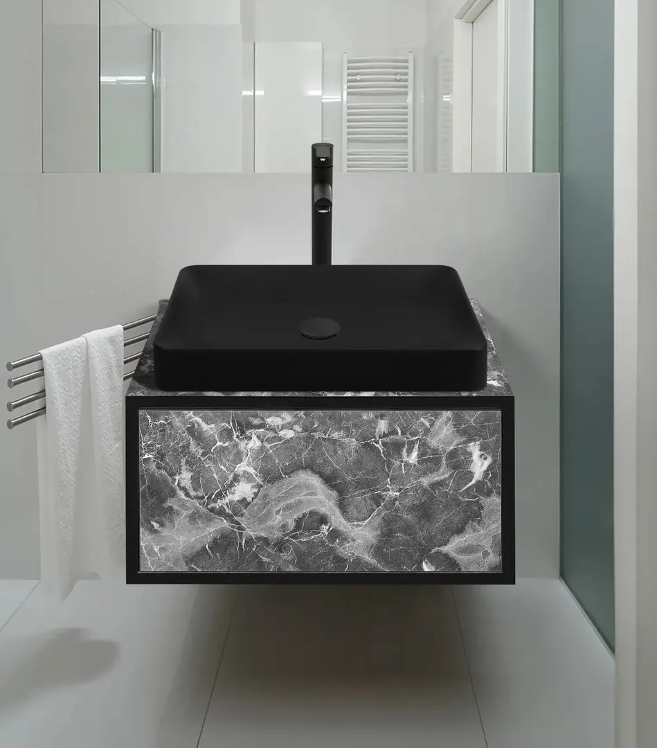 Набор тумбы с раковиной Montebella 50.01 Nero + Naomi 585x385 (Pantera)