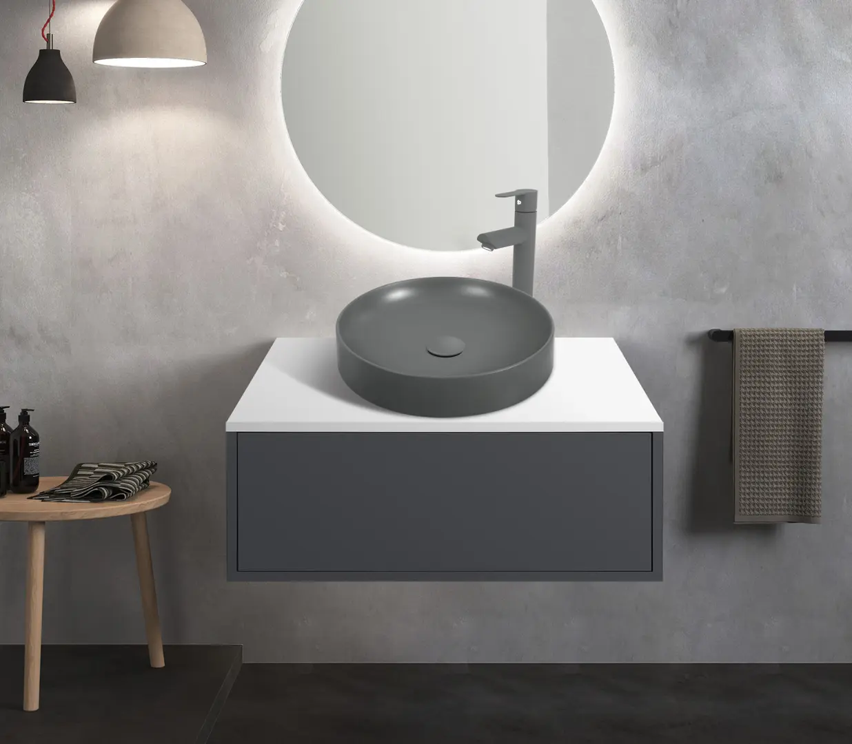 Набор тумбы с раковиной Montebella 50.02 Neo + Naomi 455x455 (Lemur)