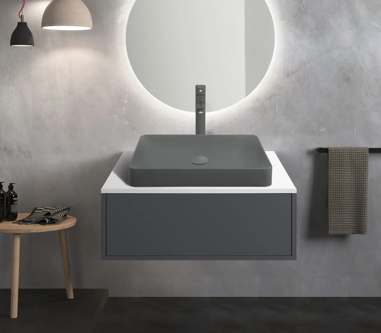 Набор тумбы с раковиной Montebella 50.02 Neo + Naomi 585х385 (Lemur)