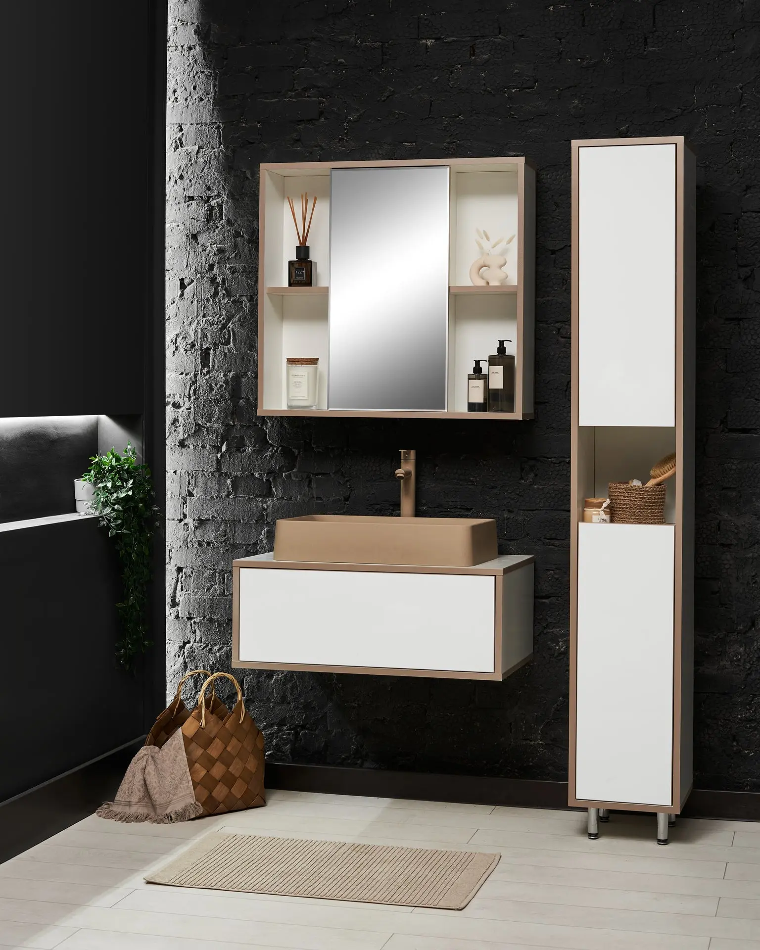 Set dulap cu lavoar Montebella 50.02 Terra + Naomi 585х385 (Jaguar)