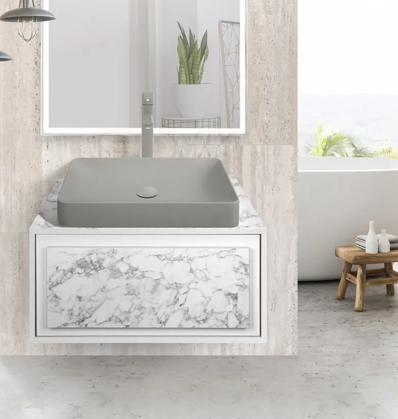 Набор тумбы с раковиной Montebella 51.02 Bianco LED + Naomi 585х385 (Koala)