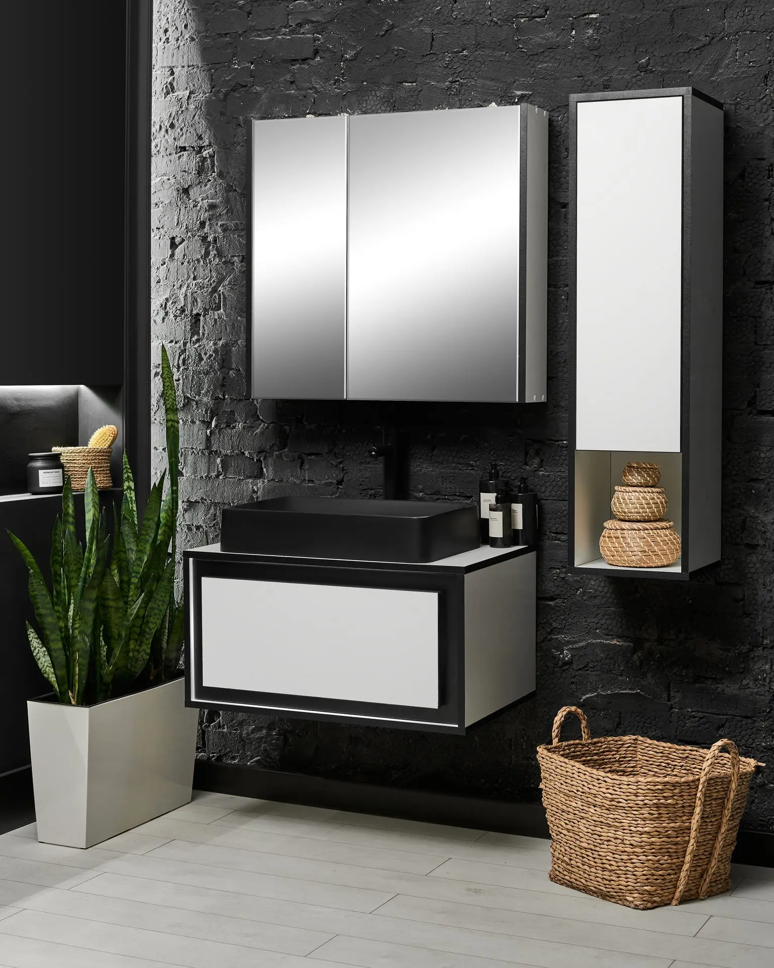 Set dulap cu lavoar Montebella 51.02 Eclipse LED + Naomi 585x385 (Pantera)