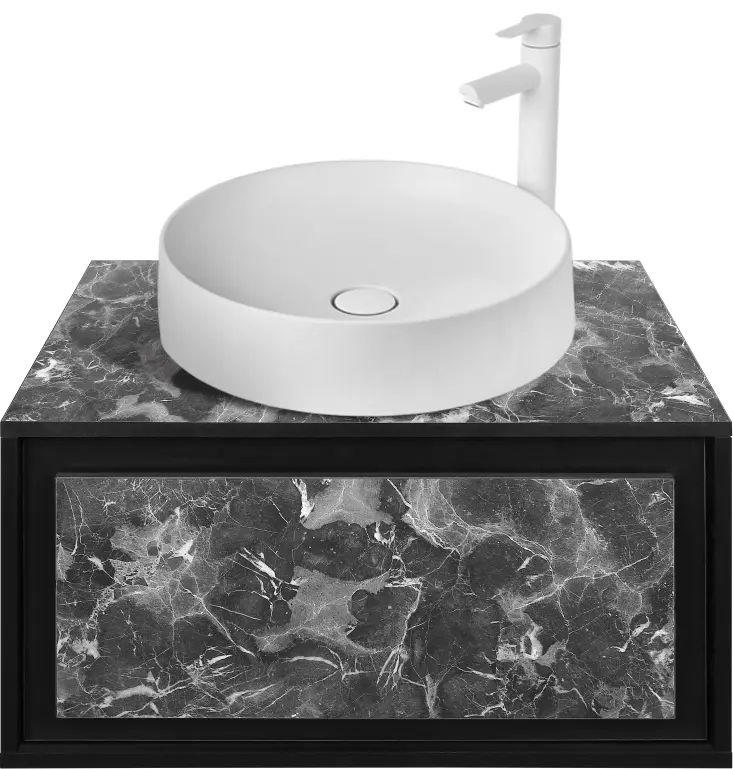 Set dulap cu lavoar Montebella 51.02 Nero LED + Naomi 455х455 (Panda)