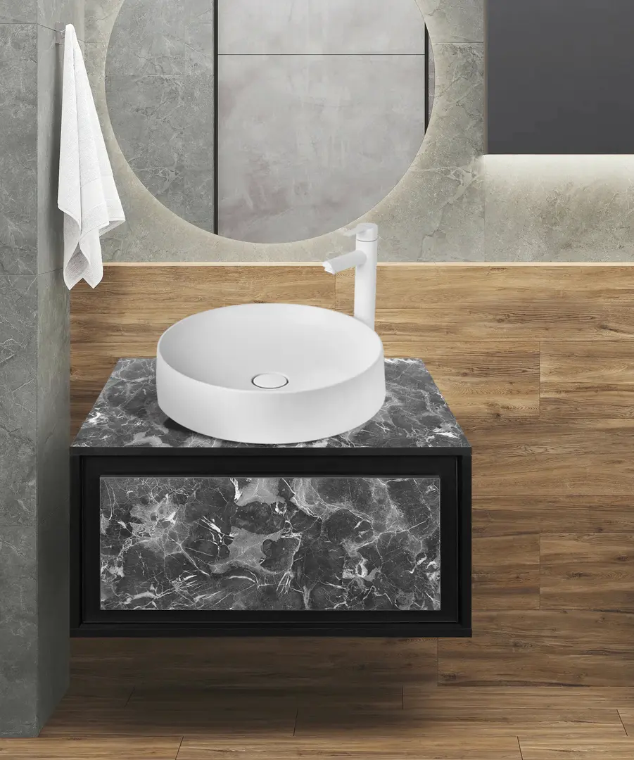 Set dulap cu lavoar Montebella 51.02 Nero LED + Naomi 455х455 (Panda)