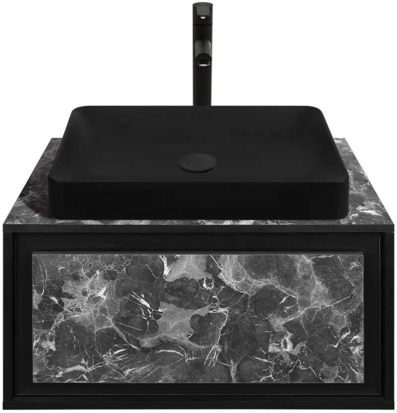 Набор тумбы с раковиной Montebella 51.02 Nero LED + Naomi 585х385 (Pantera)