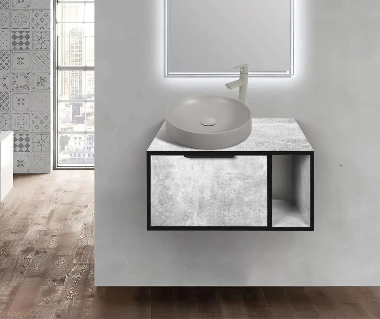 Set dulap cu lavoar Montebella 52.01 Loft + Naomi 455x455 (Koala)